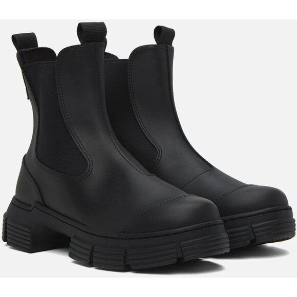 Ganni Recycled Rubber City Chelsea Boots Size 41 US 11 Womens Black $295